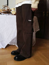 Wave Cutting Cargo Cotton Wide Pants Brown - KINETO - BALAAN 1