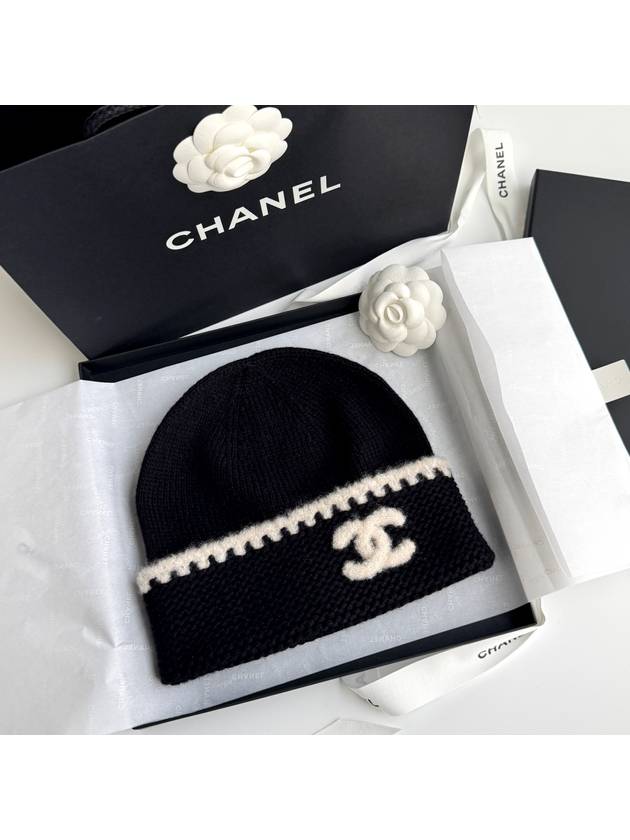 Cashmere Beanie Black White - CHANEL - BALAAN 2