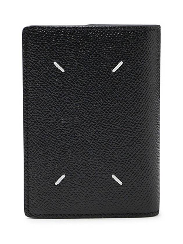 Stitched Bi-Fold Leather Card Wallet Black - MAISON MARGIELA - BALAAN 2