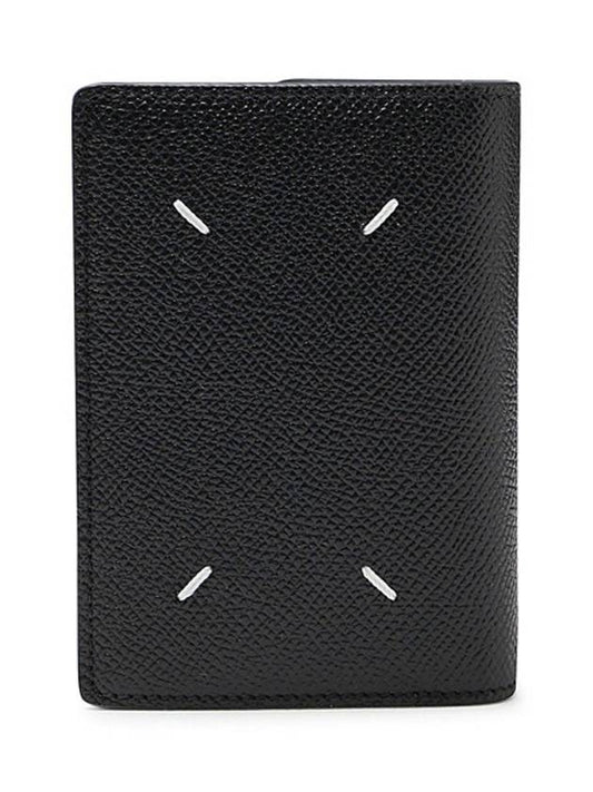 Stitch Bi-Fold Leather Card Wallet Black - MAISON MARGIELA - BALAAN 2