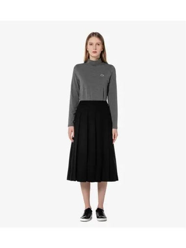 Women s Wool Pleated Skirt Black - LACOSTE - BALAAN 1