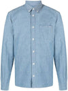 Chemise Edouard Logo Washing Denim Long Sleeve Shirt Blue - A.P.C. - BALAAN 2