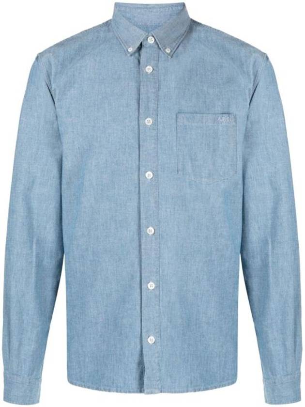 Chemise Edouard Logo Washing Denim Long Sleeve Shirt Blue - A.P.C. - BALAAN 2