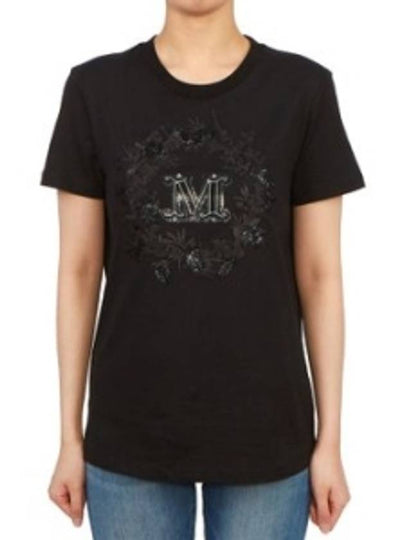 Women's Elmo Logo Detail Short Sleeve T-Shirt Black - MAX MARA - BALAAN 2