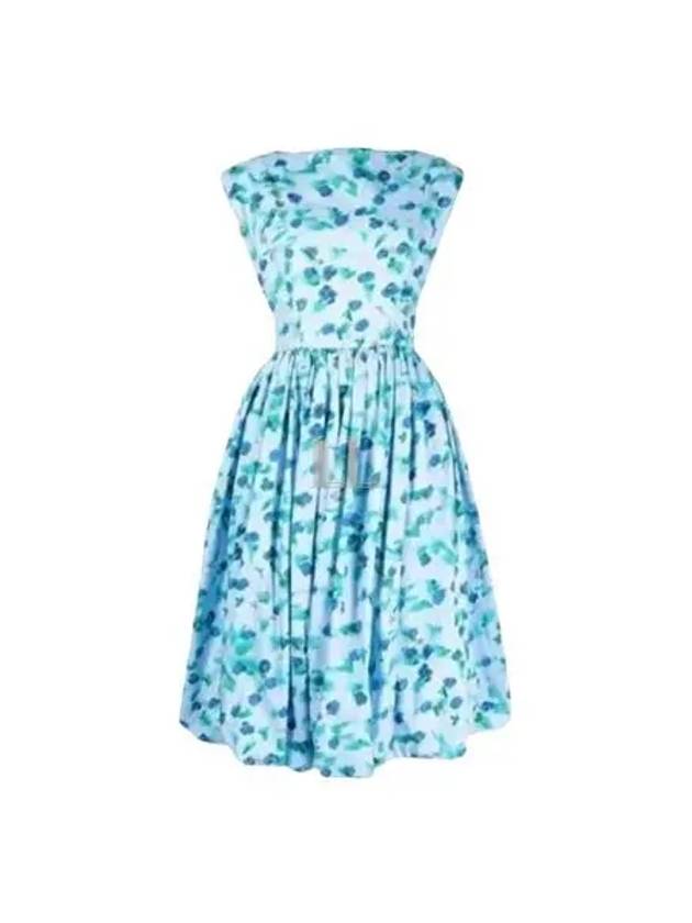 Floral Balloon Fit Midi Dress Light Blue - MARNI - BALAAN 2