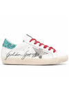 Women's Python Star Green Glitter Tab Superstar Low Top Sneakers White - GOLDEN GOOSE - BALAAN 1