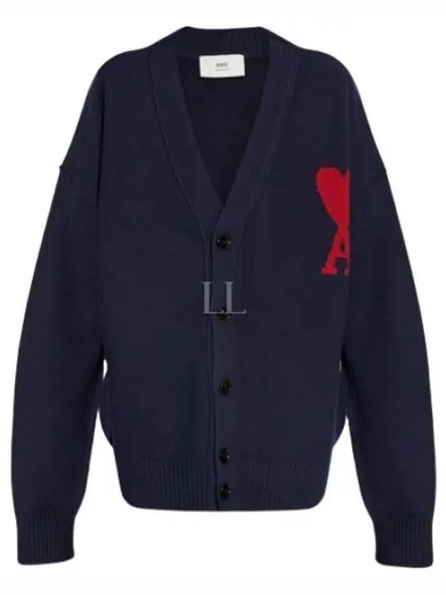 De Coeur Logo Wool Cardigan Navy - AMI - BALAAN 2