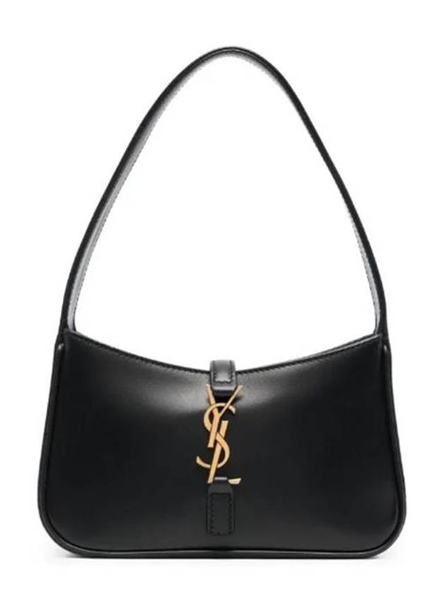 LE 5A 7 Small Smooth Leather Hobo Shoulder Bag Black - SAINT LAURENT - BALAAN 2