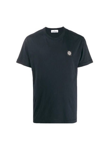 Logo Patch Short Sleeve T-Shirt Navy - STONE ISLAND - BALAAN 1