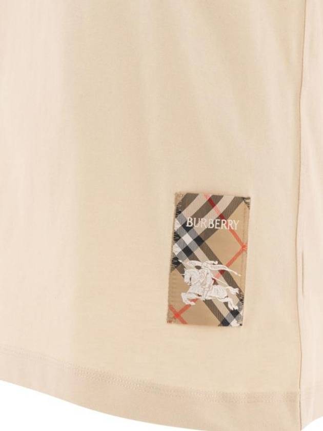 Check Label Cotton Short Sleeve T-Shirt Beige - BURBERRY - BALAAN 4