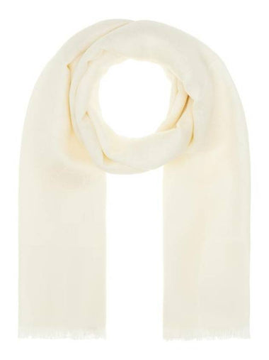 Silk Cotton Jacquard Muffler White - GUCCI - BALAAN 1