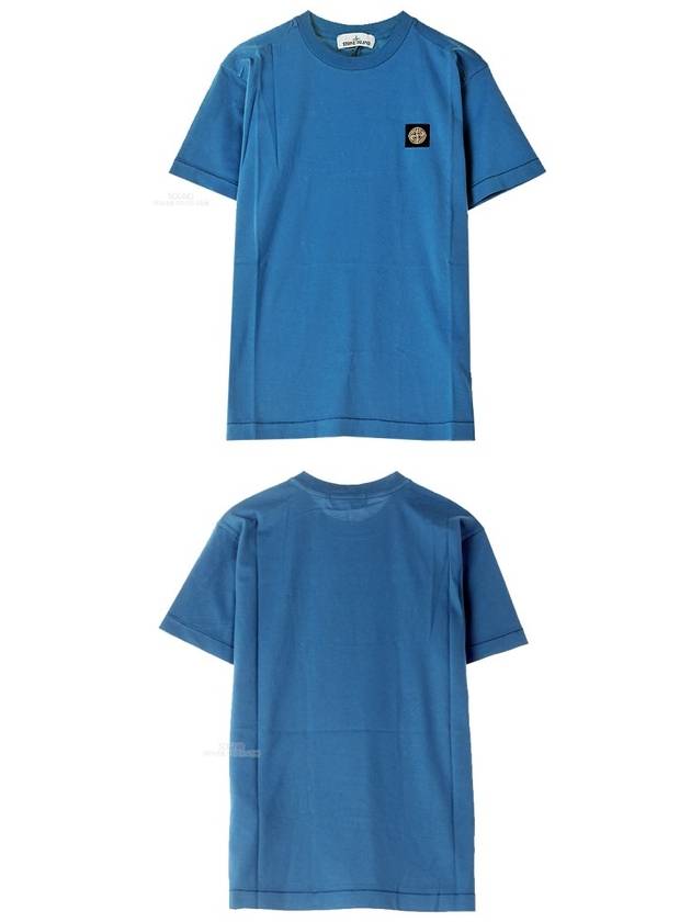 Men's Wappen Logo Patch Short Sleeve T-Shirt Blue - STONE ISLAND - BALAAN 5