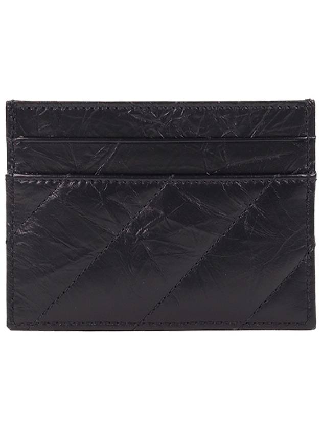 Crush Quilted Calfskin Card Wallet Black - BALENCIAGA - BALAAN 3