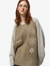 Women's Emblem Mixed Embroidery Knit Top Cream - CPGN STUDIO - BALAAN 3