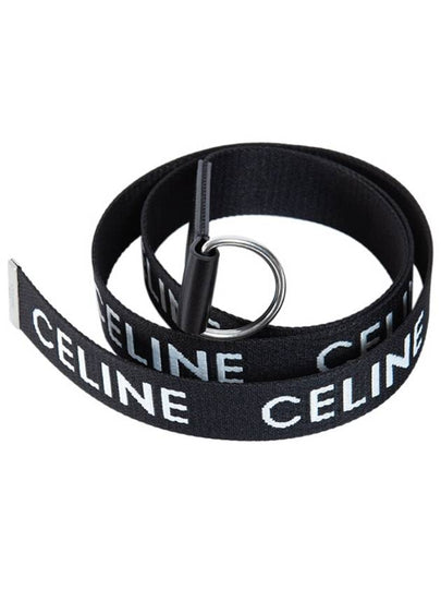 Medium Double Ring Jacquard Leather Belt Black - CELINE - BALAAN 2