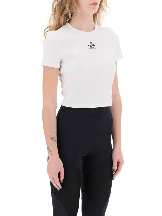 Logo Cotton Crop Short Sleeve T-Shirt White - FENDI - BALAAN 3