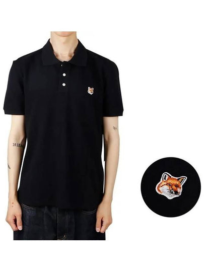 Fox Head Patch Cotton Polo Shirt Black - MAISON KITSUNE - BALAAN 2