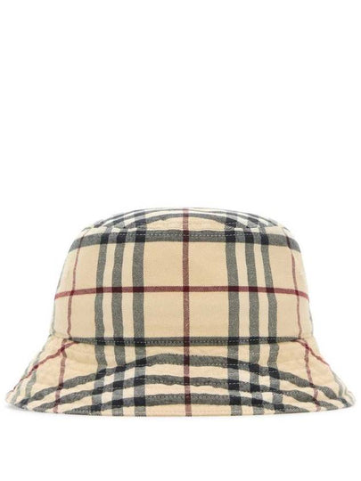 Stone Check Cotton Bucket Hat Beige - BURBERRY - BALAAN 2