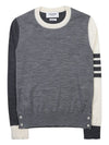 Women's Fun Mix 4 Bar Crew Neck Knit Top Grey - THOM BROWNE - BALAAN 2