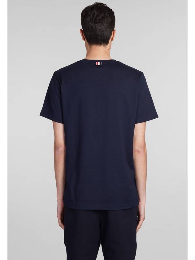 Men's Side Slit Relaxed Short Sleeve T-Shirt Navy - THOM BROWNE - BALAAN 4