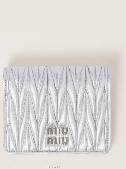 Matelasse Leather Half Wallet Silver - MIU MIU - BALAAN 2