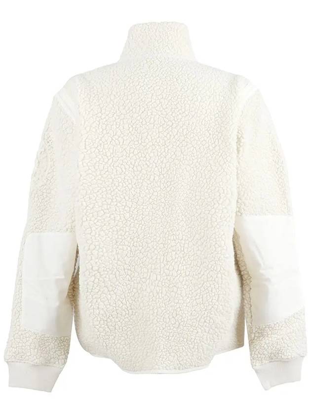 Embroidered Logo Furry Wool Zip-up Jacket Ivory - STONE ISLAND - BALAAN 4