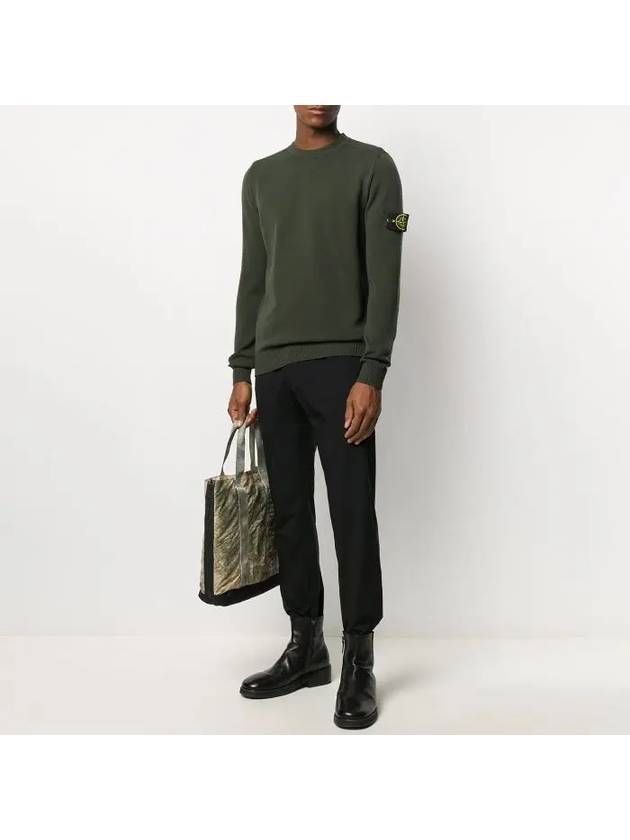 Stretch Wool Crewneck Knit Top Dark Green - STONE ISLAND - BALAAN 5