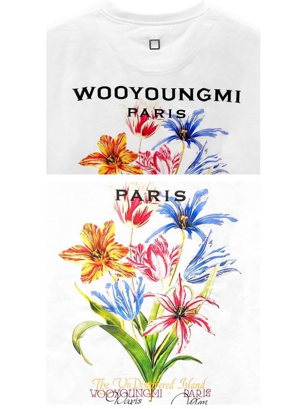 W241TS56701W Flower Back Logo Round Short Sleeve T Shirt White Men s TEO - WOOYOUNGMI - BALAAN 5