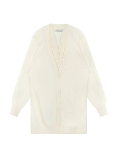 Layered V-Neck Cardigan Chalk - LEMAIRE - BALAAN 1