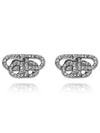 BB Logo Rhinestone Stud Earrings Silver - BALENCIAGA - BALAAN 3