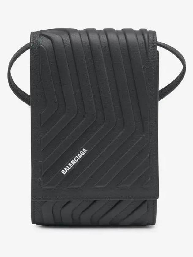 Grain Calfskin Car Strap Phone Cross Bag Black - BALENCIAGA - BALAAN 2