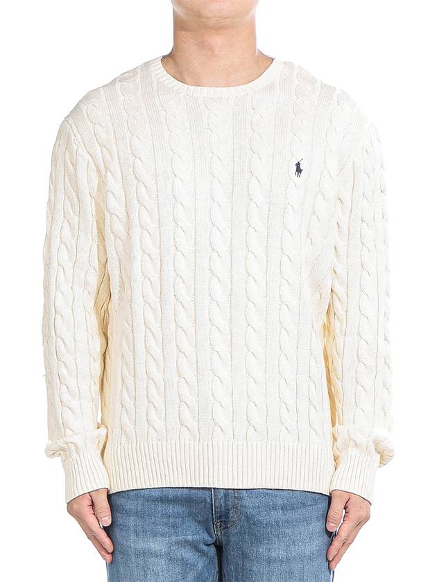 Embroidery Logo Cable Knit Top Ivory - POLO RALPH LAUREN - BALAAN 2