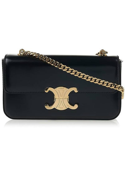 Triomphe Shiny Calfskin Shoulder Bag Black - CELINE - BALAAN 2