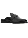 Women's Triangular Logo Brushed Leather Bloafers Black - PRADA - BALAAN.