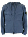 Cotton Twill Stretch Hooded Jacket Avio Blue - STONE ISLAND - BALAAN 2