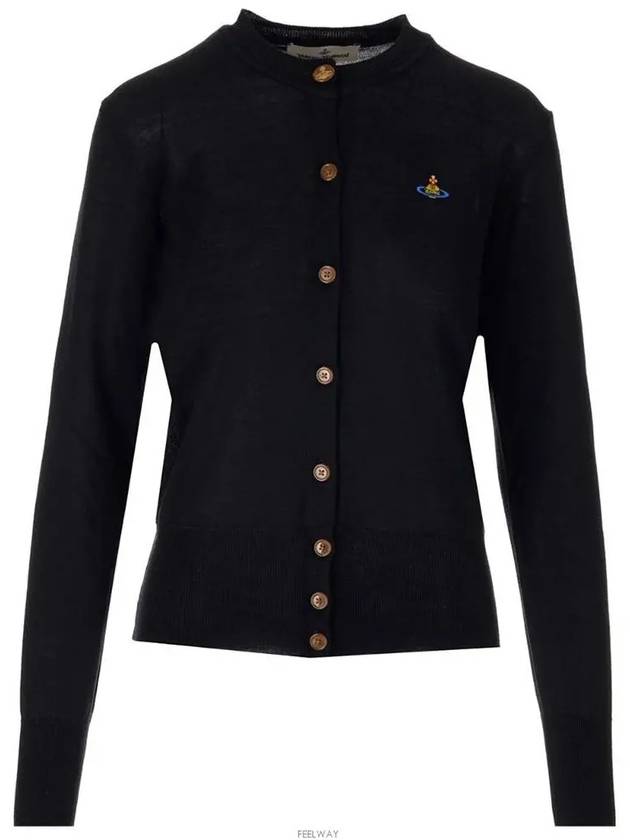 Bea Embroidered Logo Cardigan Black - VIVIENNE WESTWOOD - BALAAN 3