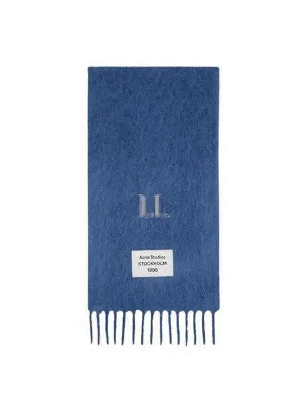 Logo Patch Fringe Muffler Denim Blue - ACNE STUDIOS - BALAAN 2