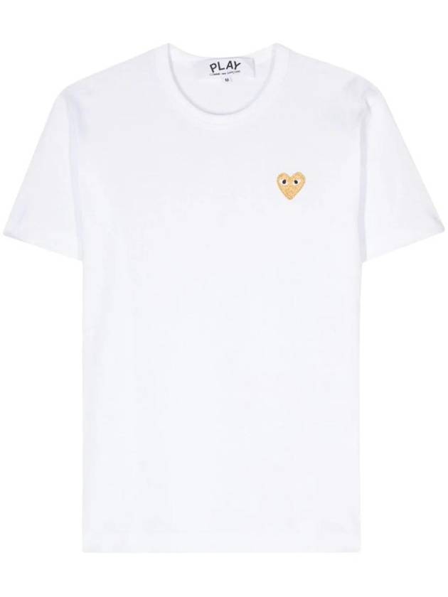 Heart Patch Short Sleeve T-Shirt White - COMME DES GARCONS PLAY - BALAAN 1