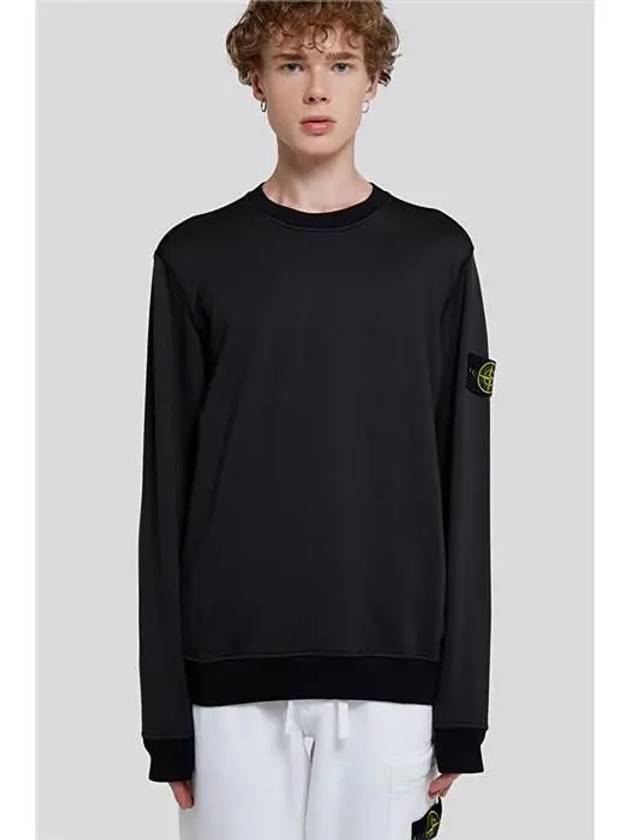 Men's Wappen Patch Round Cotton Nylon Fleece Sweatshirt Black - STONE ISLAND - BALAAN 3