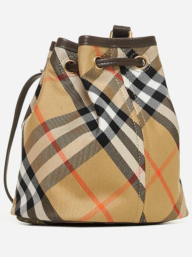 Check Drawstring Bucket Bag Sand - BURBERRY - BALAAN 4