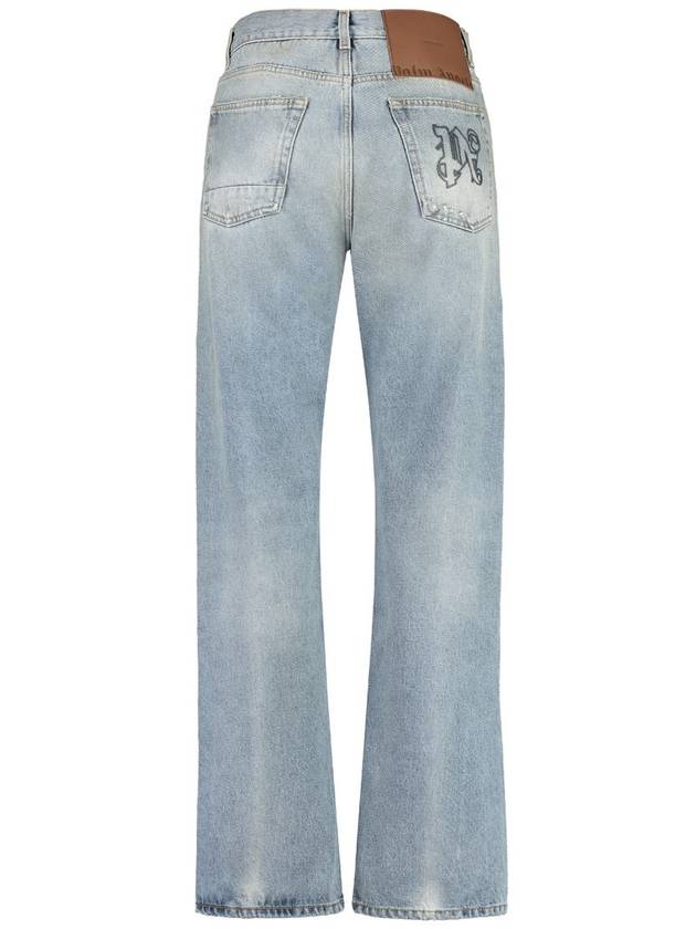 E men's denim pants jeans PMYA030E23DEN0044010 PA Monogram denim loose fit jeans - PALM ANGELS - BALAAN 3