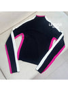 Coconeju CC Logo Long Sleeve Black Pink Wool Knit Top Pullover 36 P74366 - CHANEL - BALAAN 5