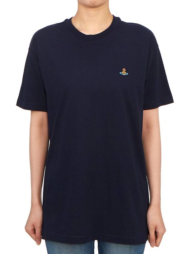 ORB Logo Cotton Short Sleeve T-Shirt Navy - VIVIENNE WESTWOOD - BALAAN 2