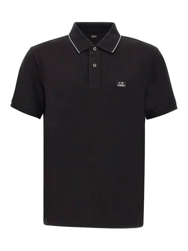 Stretch Piquet Striped Collar Polo Shirt Black - CP COMPANY - BALAAN 2