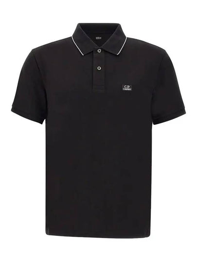 Stretch Piquet Striped Collar Polo Shirt Black - CP COMPANY - BALAAN 2