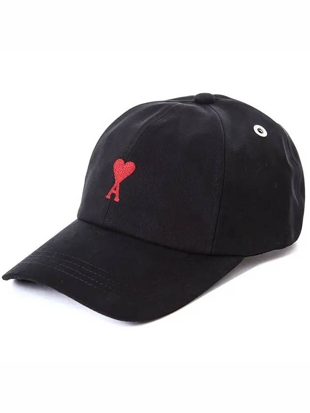 Embroidered Heart Logo Ball Cap Black - AMI - BALAAN 2