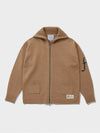 F Logo Wool Zip-up Cardigan Beige - FFEFF STUDIO - BALAAN 1