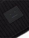 Face Patch Ribbed Wool Beanie Black - ACNE STUDIOS - BALAAN 5