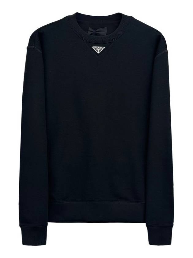 Oversized Cotton Sweatshirt With Triangle Logo Black - PRADA - BALAAN 2