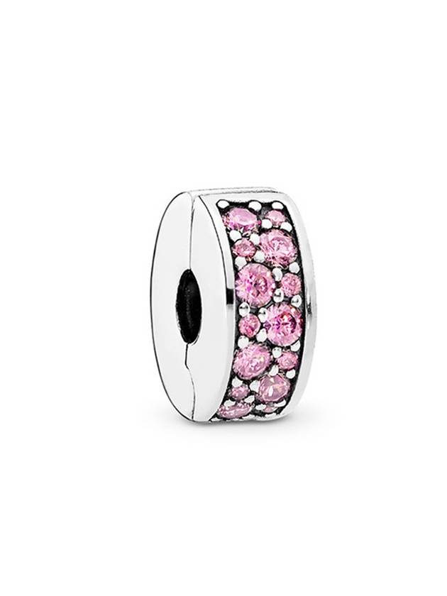 Pink Pave Clip Bracelet Charm Silver - PANDORA - BALAAN 1